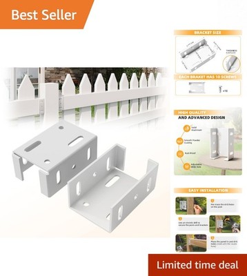 Cleverly Designed Aluminum Fence Brackets for Vinyl & Wooden Fencing - 2 Pack