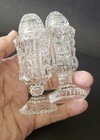 Vtg Cut Crystal Footed Salt & Pepper Shakers Orig Secure Screw-on Glass Tops — photo 2