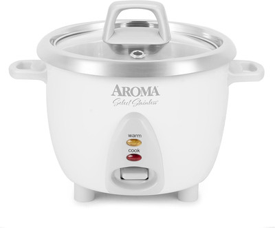AROMA  Select Stainless  Rice Cooker, 3-Cup (Uncooked) / 6-Cup (Cooked), Stainle