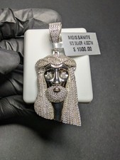Large 925 Sterling Silver Icy VVS D Color Moissanite Large Jesus Piece Pendant