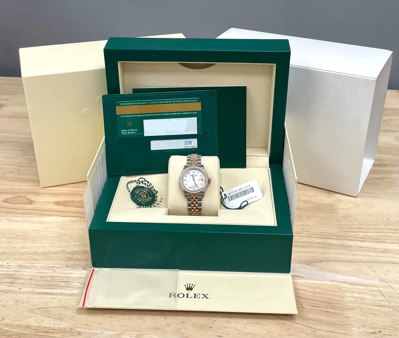 ROLEX DATEJUST DIAMOND BEZEL MOP TWO TONE ROSE GOLD 279381RBR FULL SET  STICKERS image 2