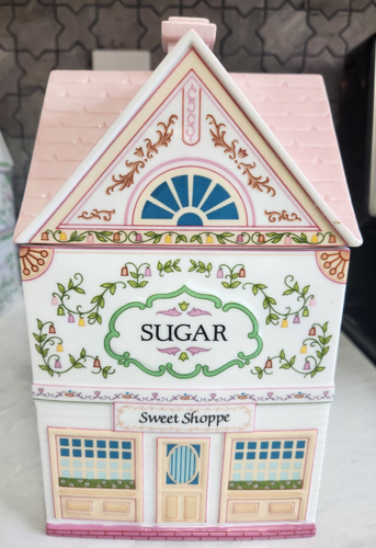 Old-fashioned Candy Shop with Jars of Sweets and a Striped Awning Stock