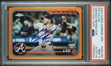 Dylan Lee Signed 2024 Topps Chrome Orange Refractor /25 Card Autograph PSA 9/10