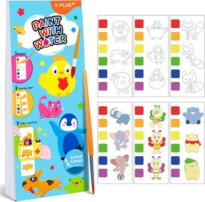 YPLUS Malbuch mit Wasserfarben für Kleinkinder, Aquarell-Malpapier Kinder, Tiere