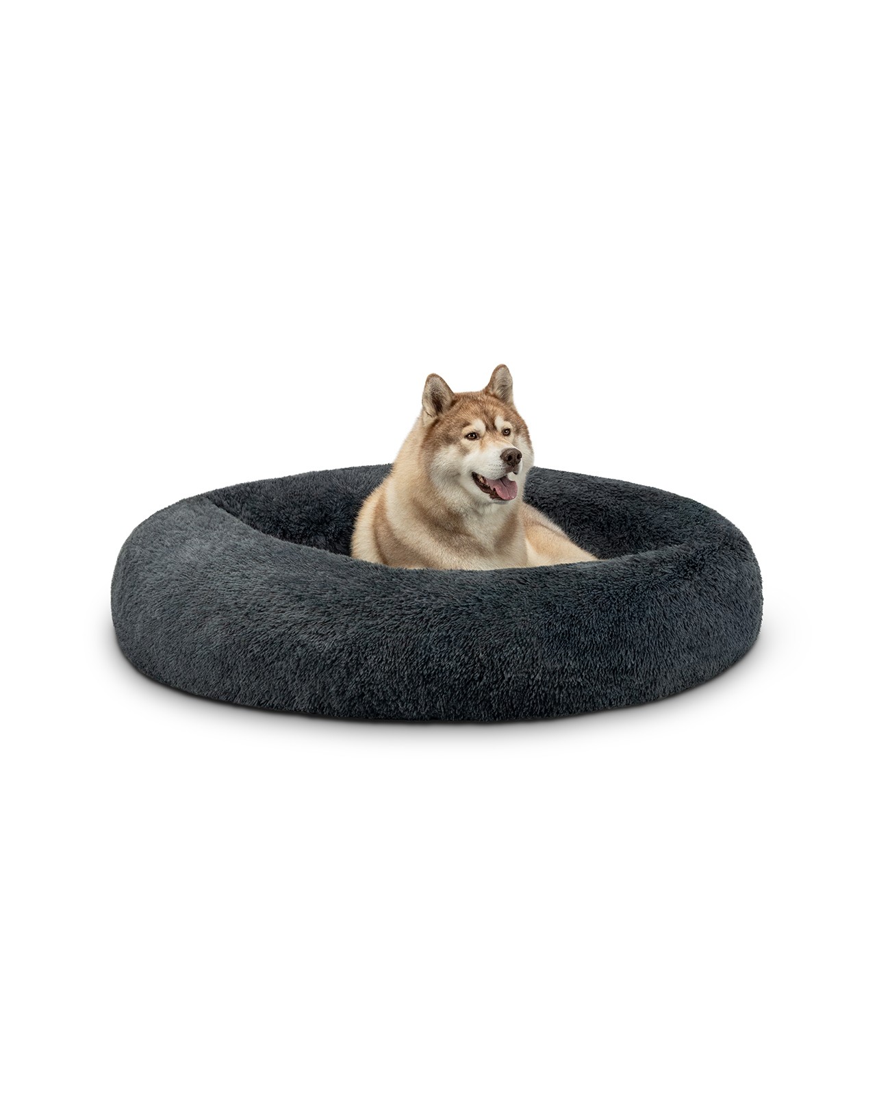 lionto Letto per cani rotondo cuscino gatti donut (4XL) 120 cm Ø grigio scuro