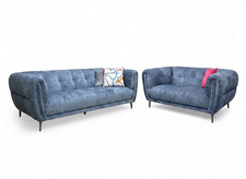 Furniture Village 'Sienna' 3 + 2 Seater Sofa Set Hudson Ocean Blue Fabric NEW