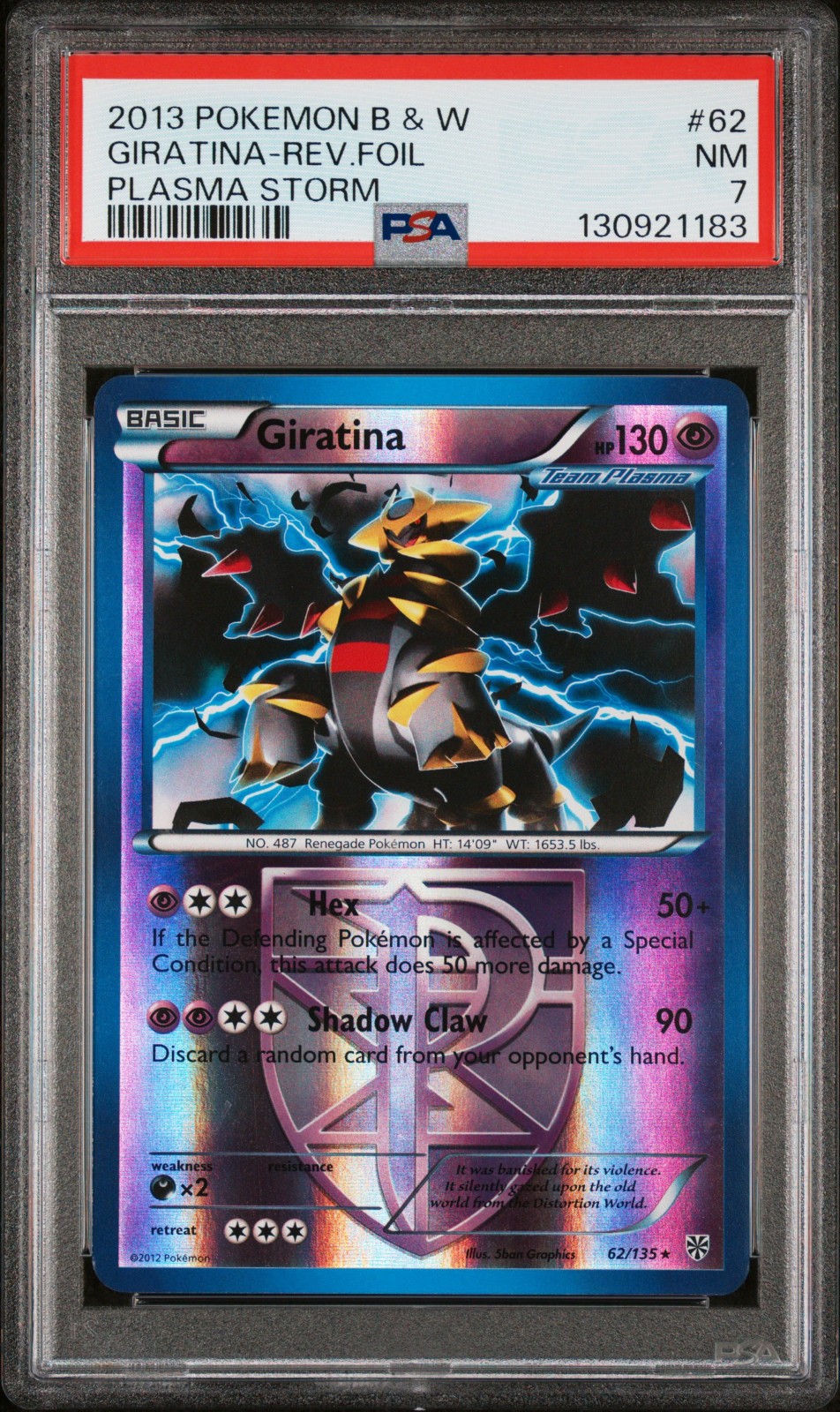 2013 POKEMON BW PLASMA STORM GIRATINA #62 REVERSE PSA 7 NM #130921183