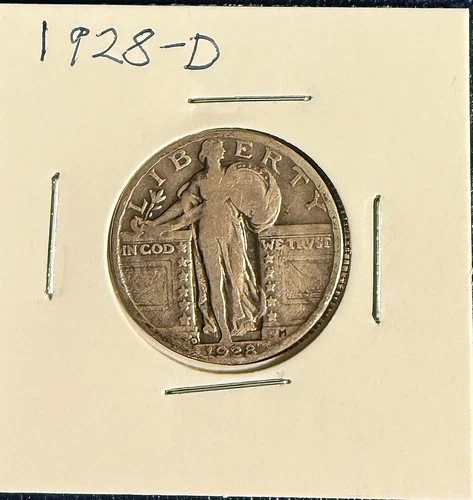 1928-D 90 % Silver, Standing Liberty Quarter, 25 Cents Coin