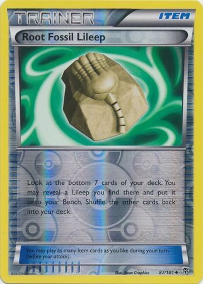 x4 Root Fossil Lileep - 87/101 - Uncommon - Reverse Holo Pokemon BW10 Plasma Bla