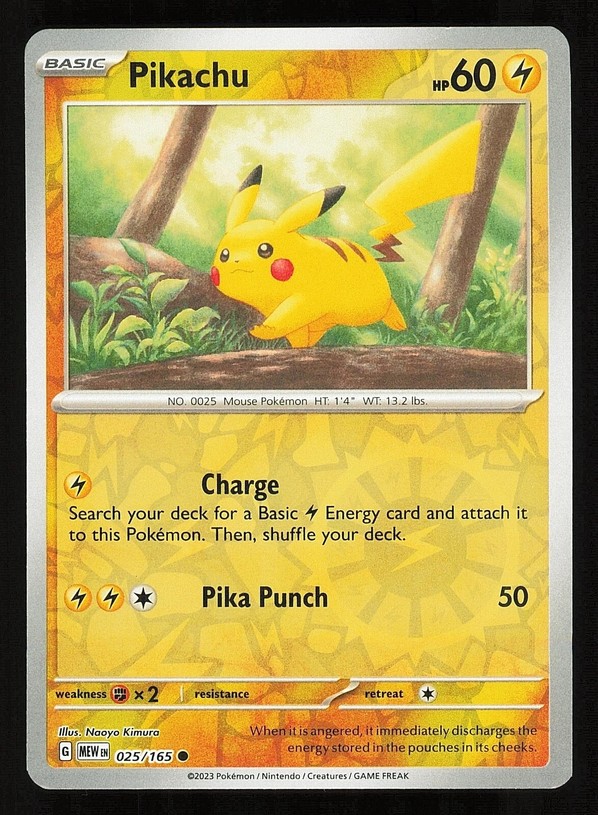Pikachu 025/165 - SV: 151 - Reverse Holo - Pokemon TCG - NM
