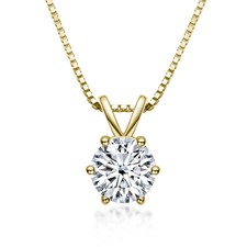 Classic Six Claw D Color Moissanite One Carat Necklace - S925 Silver Pendant
