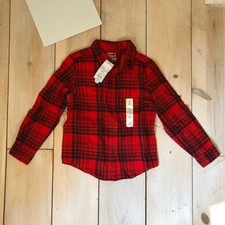 Cat Jack NWT Boys' Red Plaid Flannel Button Down Size S 6/7