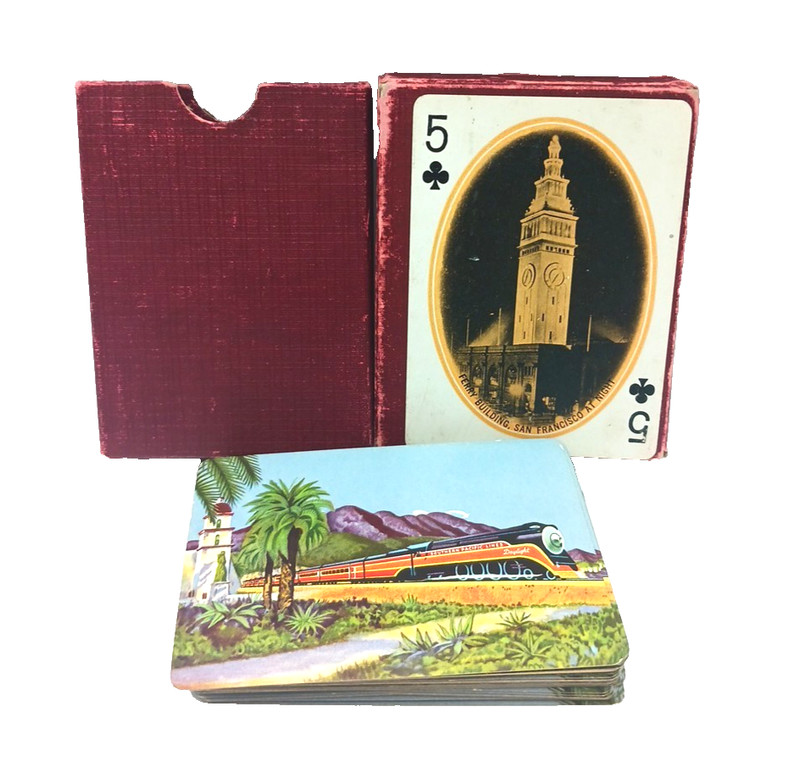 vintage 1940s Southern Pacific Lines Railroad Train Playing Cards Complete Set  