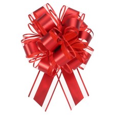 6 PCS 6 Inch Large Big Pull Bow Metallic Organza Gift Wrapping Bows Red