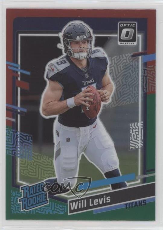 2023 Donruss Rated Optic Preview Red & Green Prizm Will Levis Rookie RC 12ny