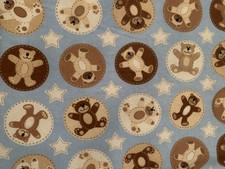 Flannel Fabric, Teddy Bears, Half Yard, washa...