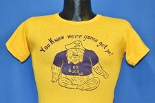 vintage 70s EAST CAROLINA UNIVERSITY GO BUCS GO DOG YELLOW FUNNY ECU t-shirt XS