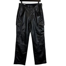 GAP Womens 90s Loose Cargo Vegan Leather Pants Black 31 - 29 8 8R