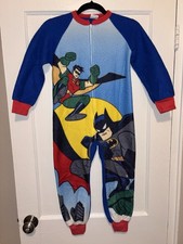 Vintage Batman Robin Kids Pajamas Zip Graphic Print Size 8 Dr Denton DC Comics