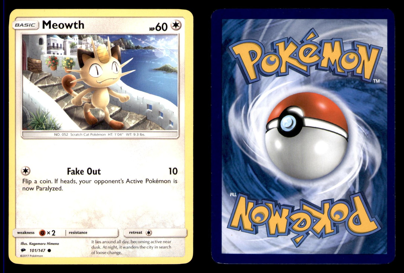 Pokemon Burning Shadows Meowth 101/147 2017 Common