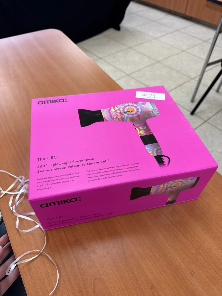 Amika The CEO 360 Lightweight Powerhouse Ionic Hair Dryer; Pink Signature Print - Image 2 of 2