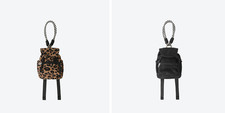 Mini Corduroy Backpack Keychain Bag Charm Accessory Leopard  Black - Free Ship