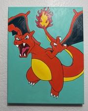 Charizard Inspired Original Acrylic Painting 14x11 Fan Art Canvas       