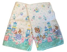 Lot 2 Vtg Riegel Receiving Blankets Teddy Beddy Bears Ducks Diaper Pins Cotton