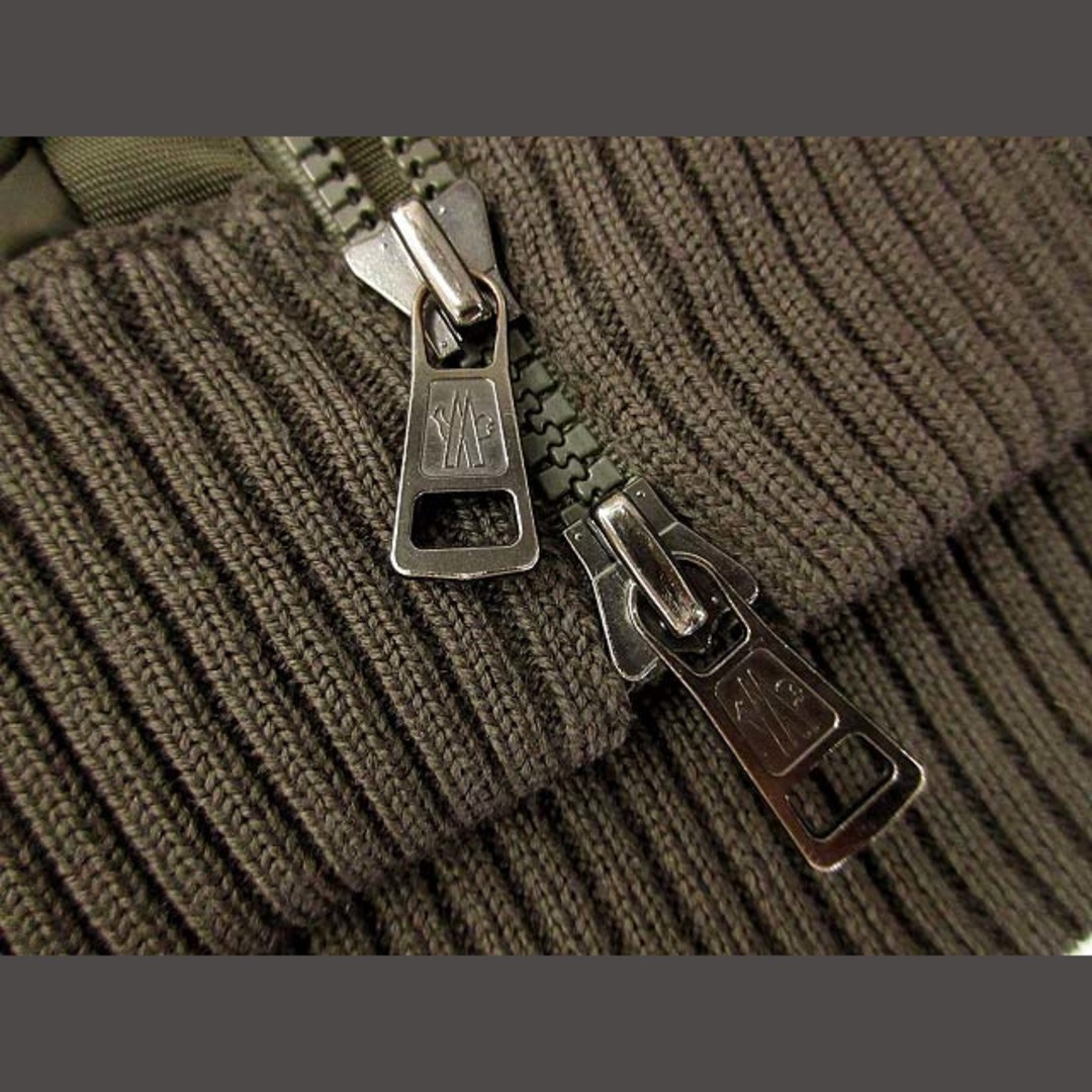 Moncler CARDIGAN TRICOT Knit Combi Down Jacket S Khaki AA Used 41386ddeab5de30b0