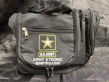 U.S. Army “Army Strong” Hygiene Kit Bag – 5 Zipper Pockets, Hanging Hook, Vtg