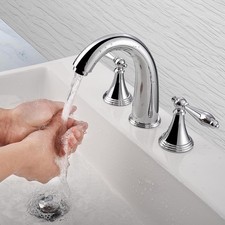 Aquaterior Bathroom Widespread Faucet for Sink Basin Bathtub Chrome AQT0085
