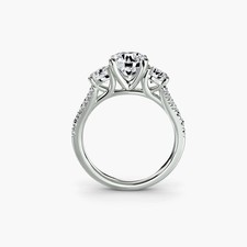 Three-Stone Pavé Band Engagement Ring with 0.50ct–3.00ct Centre and 0.77ct