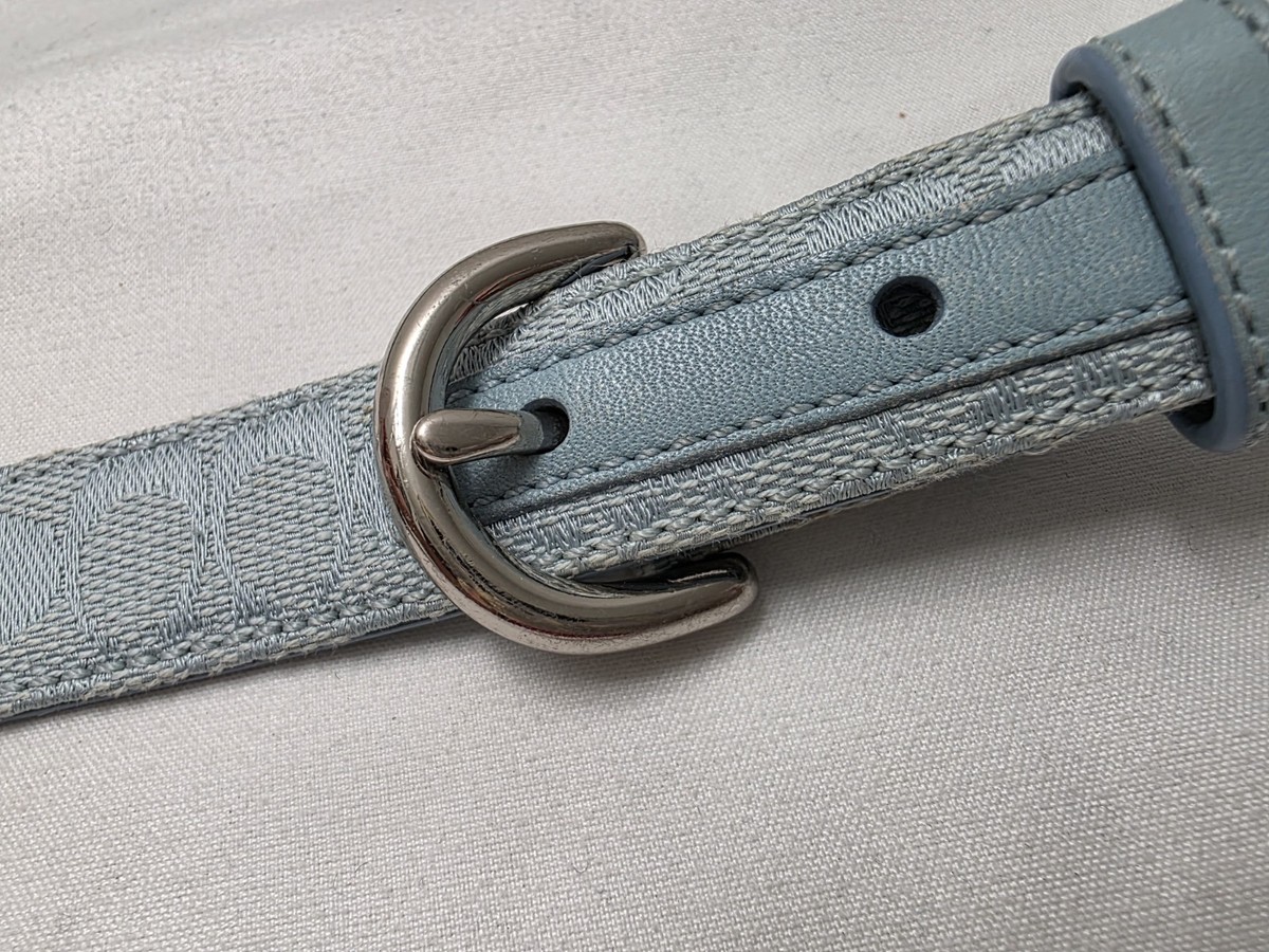 COACH Y2K Signature Logo Belt Medium Coach Y2K Light Blue Signature Canvas Xl Women Belt | eBay main image 3