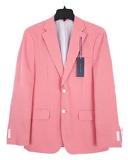 Tommy Hilfiger Men's Modern-Fit 100% Linen Sport Coat Light Red Solid 38S NWT