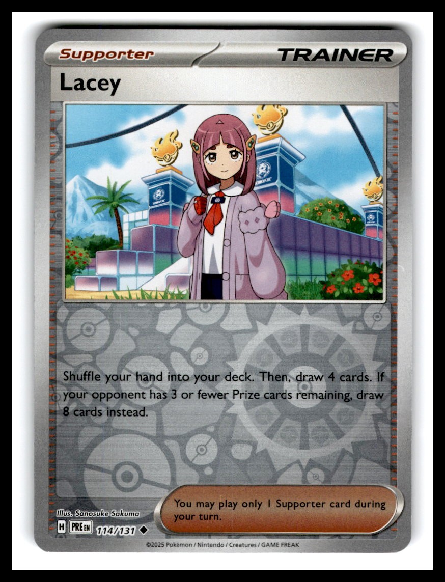 Pokemon SV: Prismatic Evolutions #114/131 Lacey - Reverse Holo - MINT