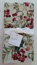 Pottery Barn Holly Berry Napkins Set of 4 Holiday Dinner Table Decor New 20x20