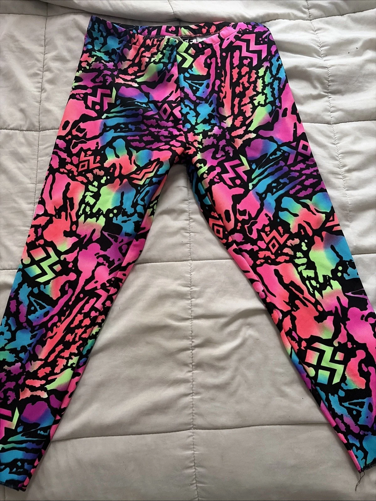 Vintage 90's Roffe Women's Ski Pants Neon Pink Bright Funky Leggins Size Large