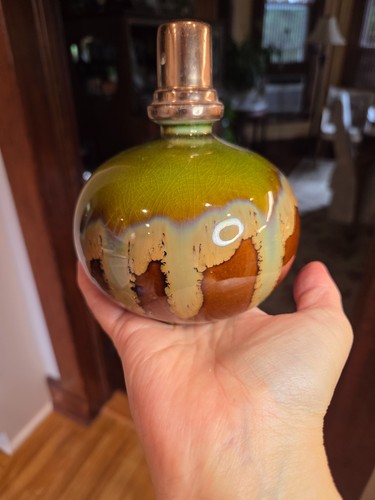 Ceramic Fragrance Lamp pottery vintage crazing unsigned
