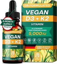 All Natural Vitamin D3+K2(MK-7) Liquid Drops, MCT Oil, Immune Support, 1 fl oz