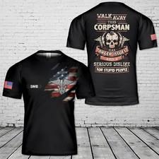 Custom Name US Navy Hospital Corpsman (HM). A caduceus AOP 3D T-Shirt
