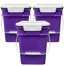 4 Gallon Food Grade Made in US Bucket Purple Pail with Hinged Lid Pack of 3 