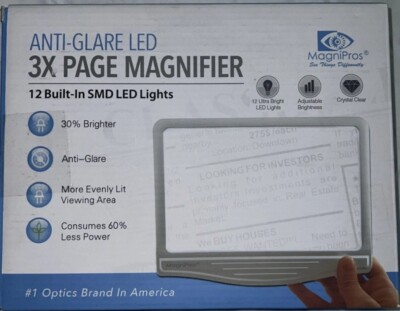 MagniPros entspiegelte 3-fache Seitenlupe mit 12 integrierten SMD-dimmbaren LED-Leuchten 