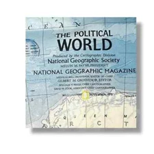 The Political and Physical World 1975 Vintage National Geographic Map I