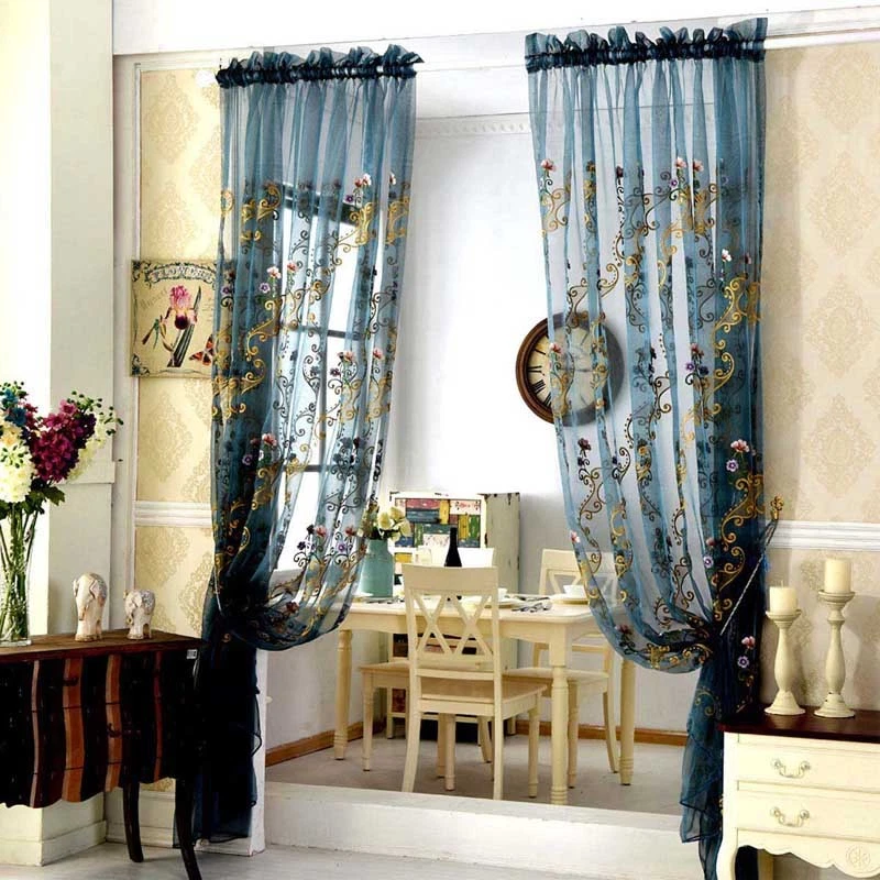 Blue clearance sheer curtains