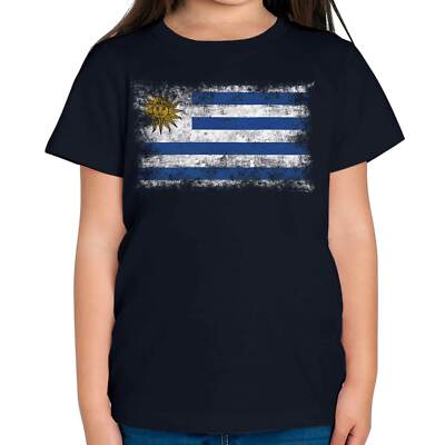 URUGUAY DISTRESSED FLAG KIDS T-SHIRT TOP REPUBLICA ORIENTAL DEL URUGUAYAN