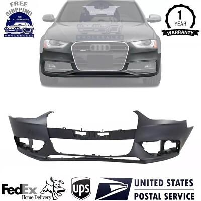 New Front Bumper Cover w/ Fog Lamp Holes Primed For 2013-16 Audi A4 / A4 Quattro