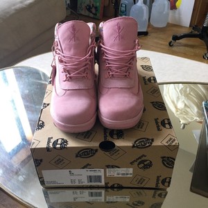 pink timberland field boots