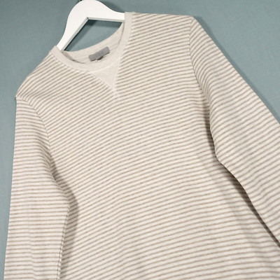 COS Jumper Sweater Top Womens Small Beige Stripe Crew Neck Long Sleeve Top