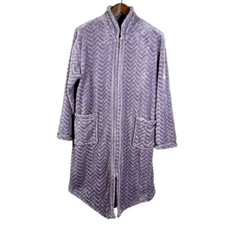 Mayfair Women's Robe Purple Herringbone Flannel Soft Cozy Housecoat Size S