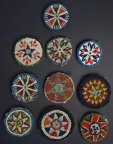 Set von 10 verschiedene Antik Orient afghanische Perlenstickerei Knopf Tribal H